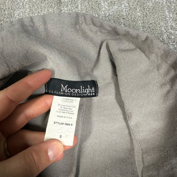 Moonlight Gray Button Down Boho 3/4 Sleeve Slouchy Lagenlook Top Size small USA - Picture 3 of 6